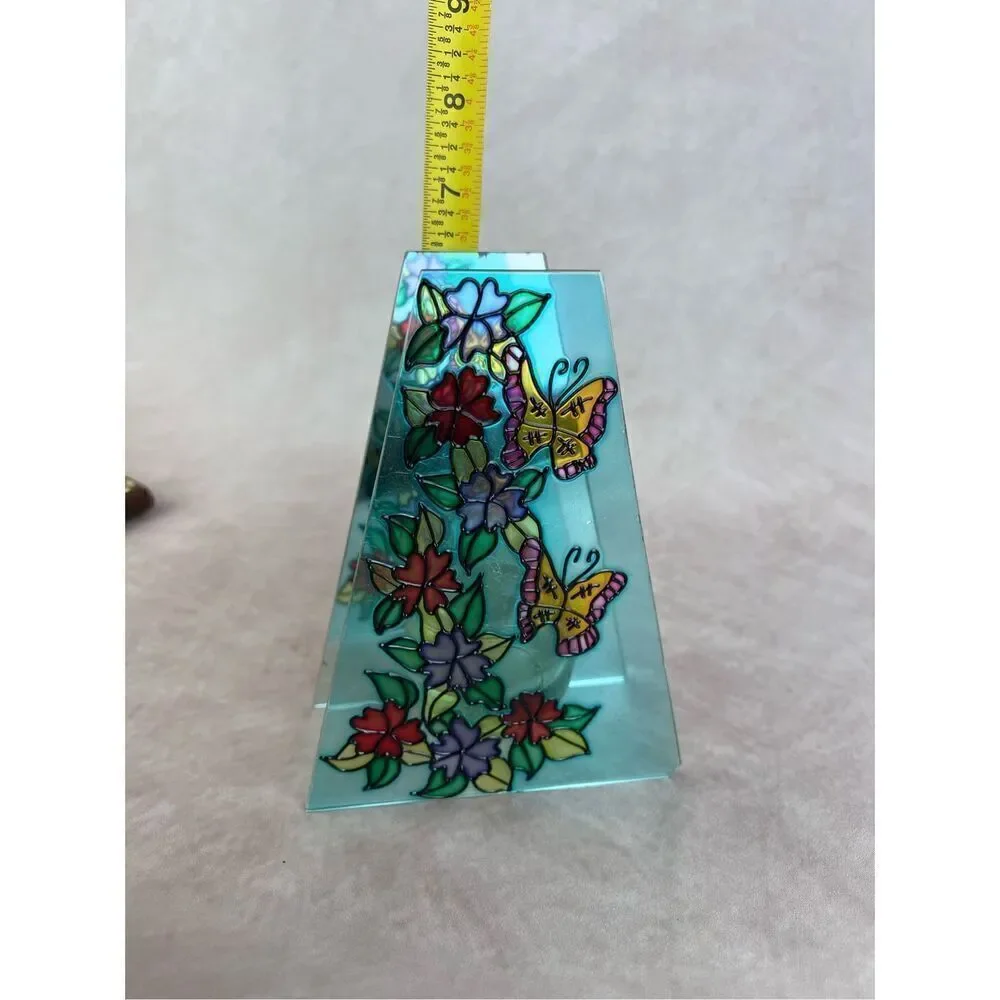Vintage Faux Stained Glass Tea Light Candle Holder